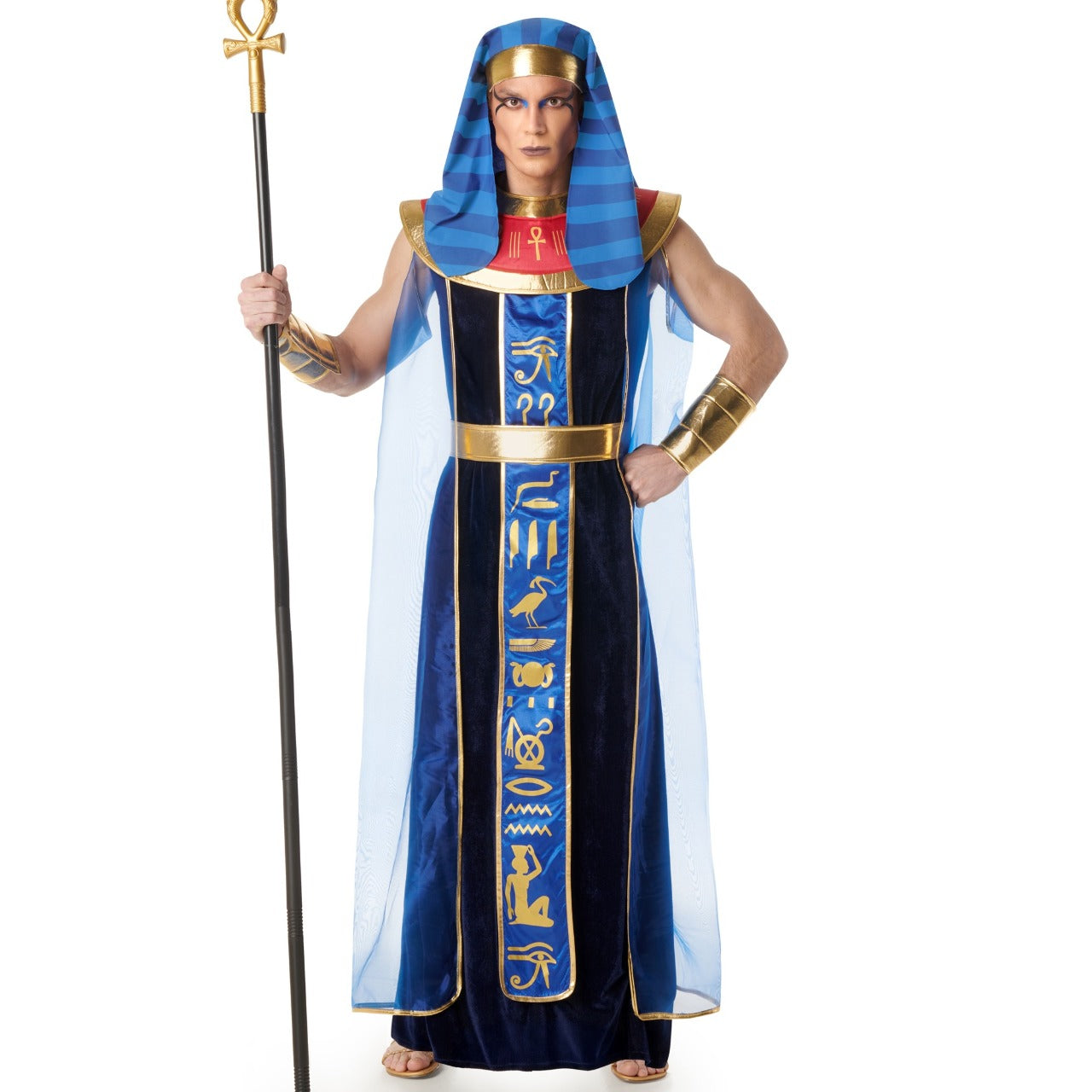 Blaues Ägyptisches Pharao Kostüm für Herren