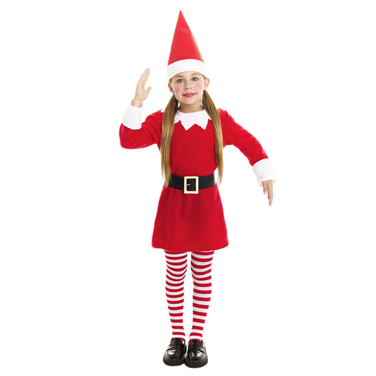 Rotes Weihnachtselfen-Kostüm für Mädchen