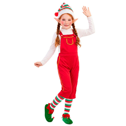 Rotes Elf Latzhose Kostüm für Mädchen