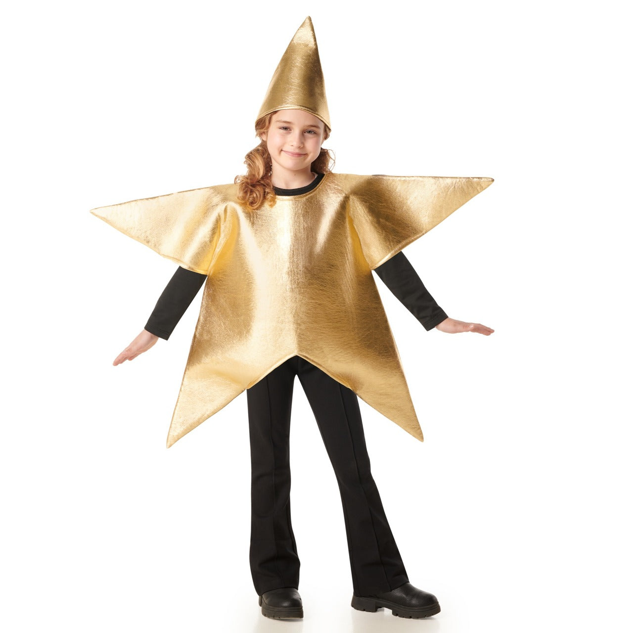 Goldenes Sternkostüm mit Mütze für Kinder