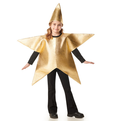 Goldenes Sternkostüm mit Mütze für Kinder