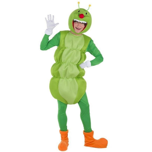 Grünes Wurm Kostüm für Erwachsene