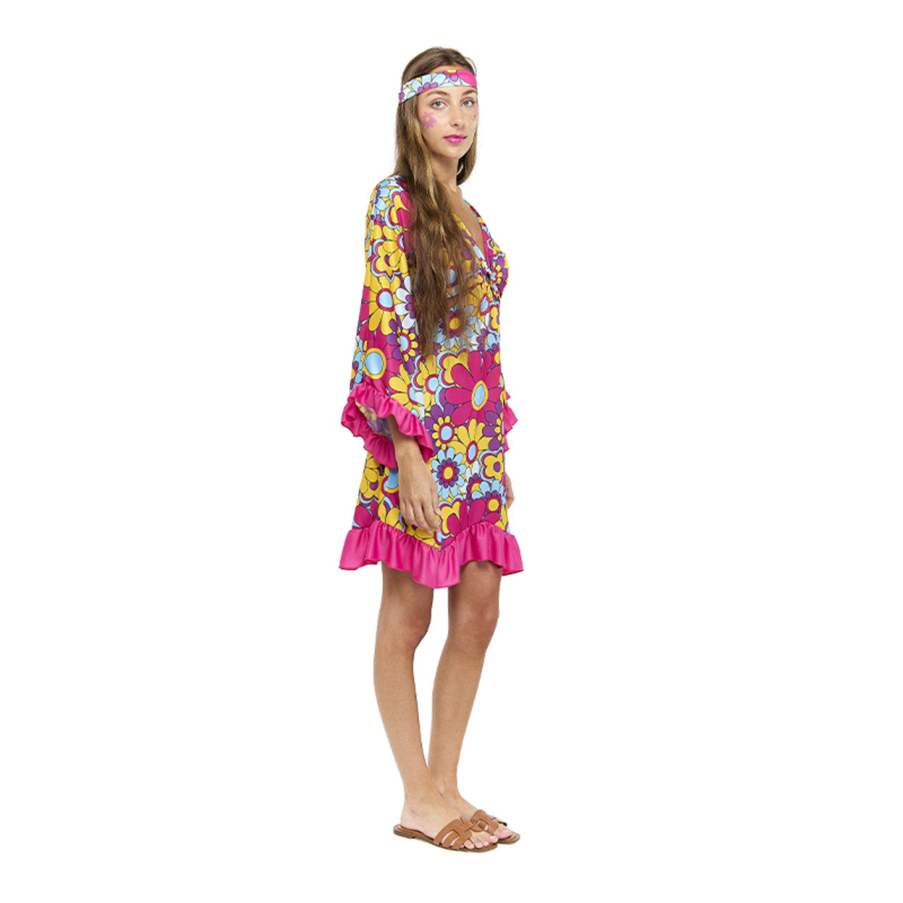 Hippie-Fuchsia-Kostüm für Damen