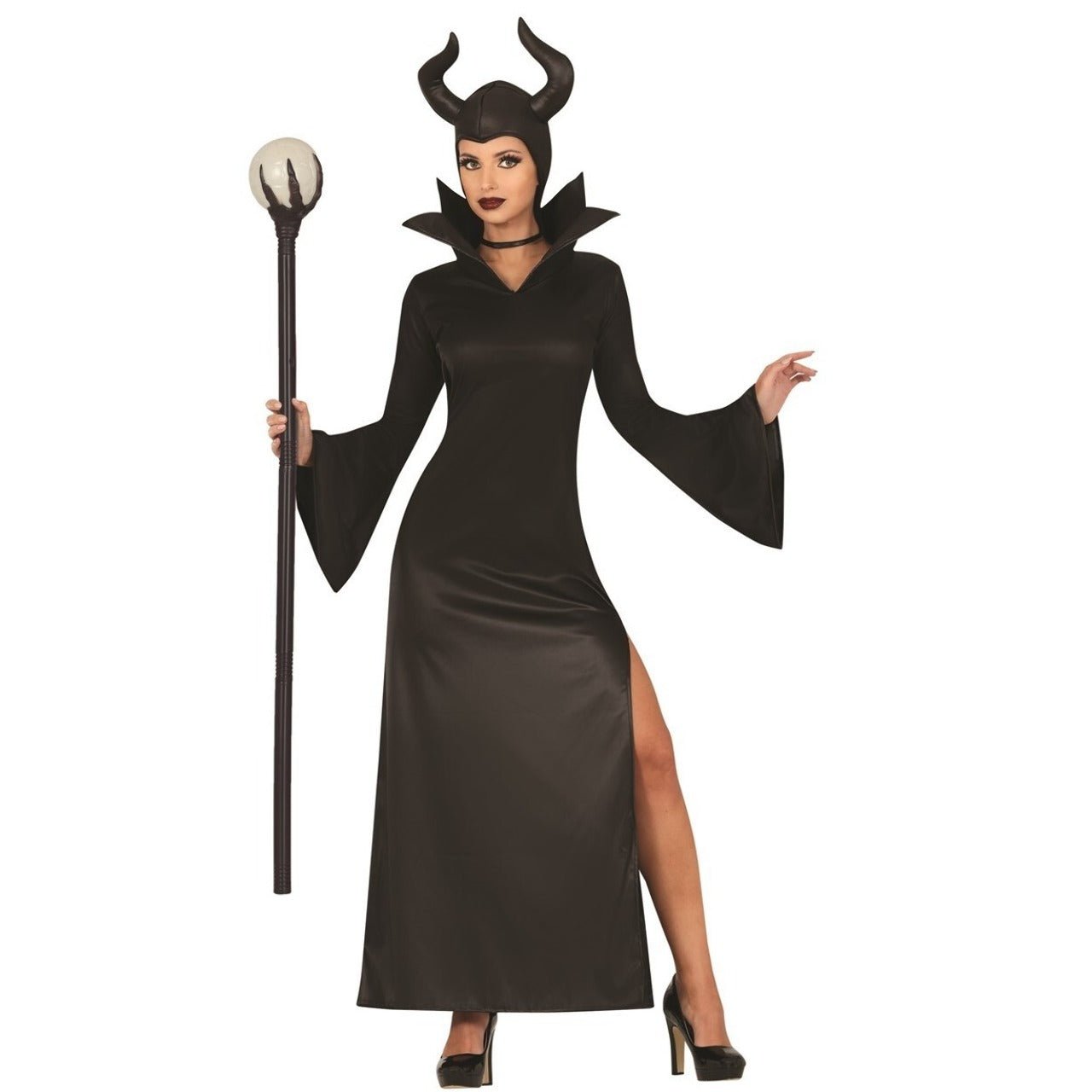 Schwarzes Maleficent-Kostüm für Damen