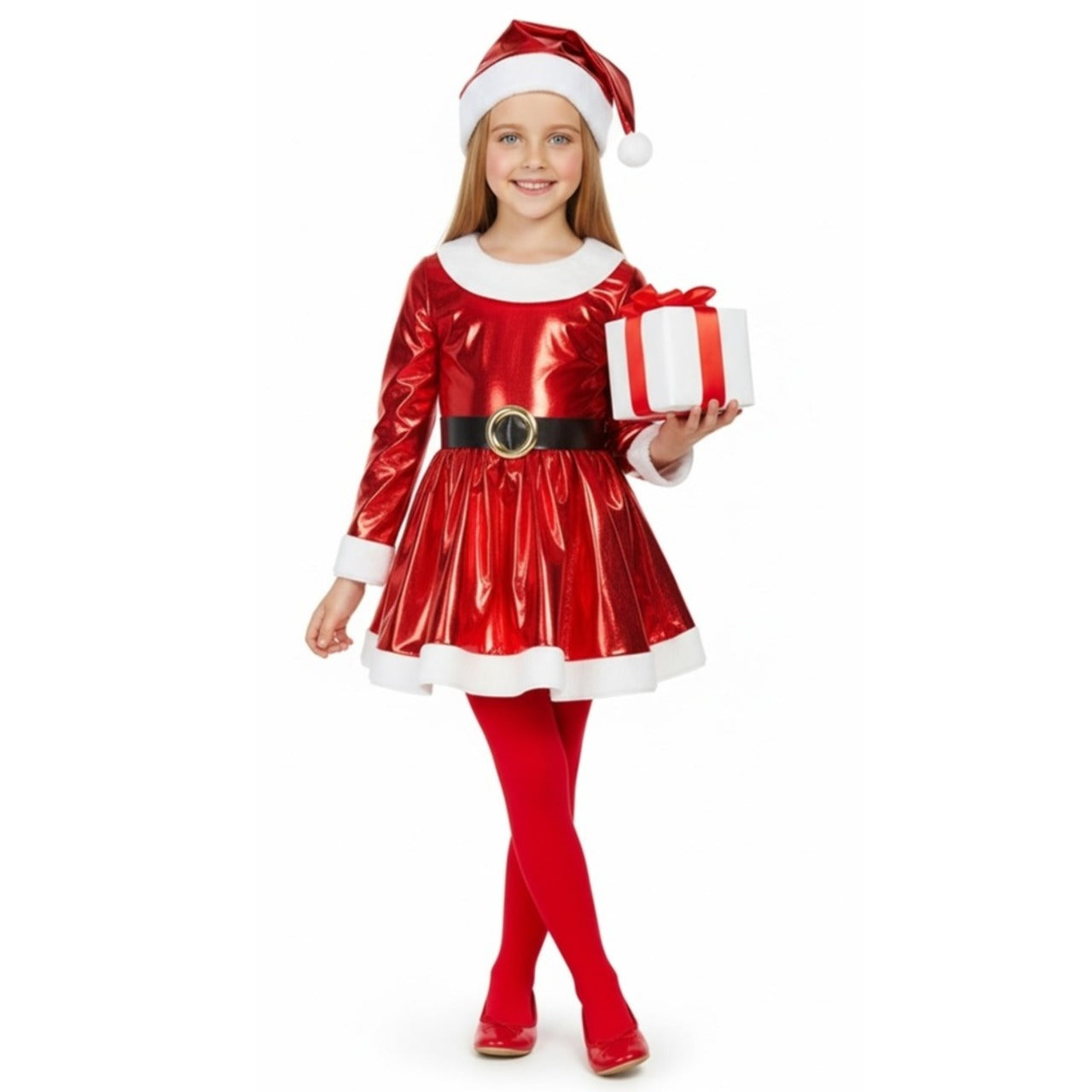 Elektrisches Weihnachtsfrau-Kostüm für Mädchen