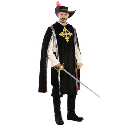 Schwarzes Musketier-Kostüm für Erwachsene