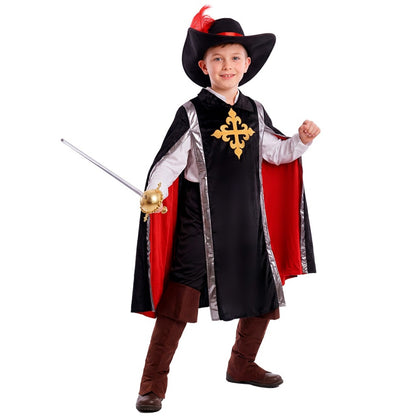 Schwarzes Musketier-Kostüm für Kinder