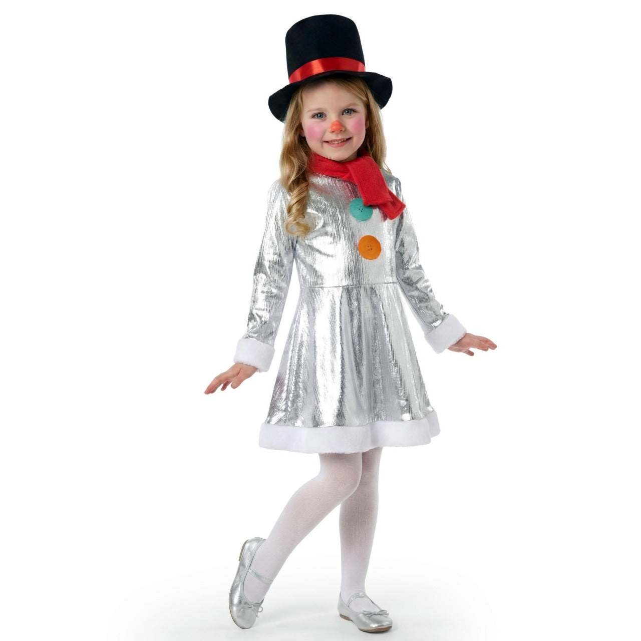 Silbernes Schneepuppen-Kostüm für Mädchen