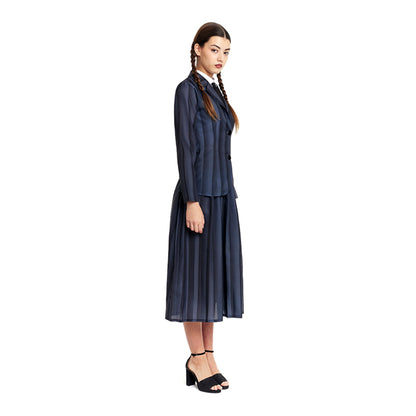 Sinisteres Mädchen-Streifen-Kostüm für Damen
