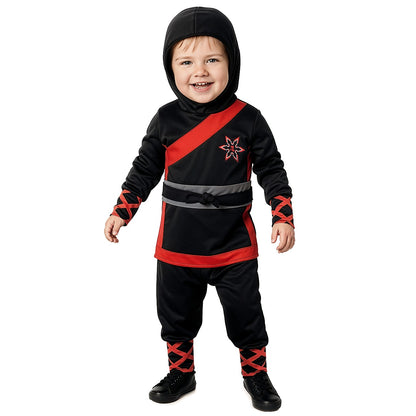 Schwarzes Ninja Kostüm für Baby