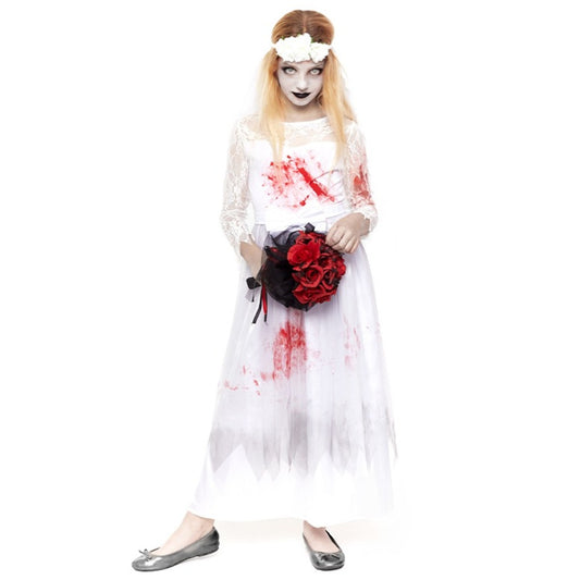 Blutige Zombie-Braut Kostüm für Mädchen