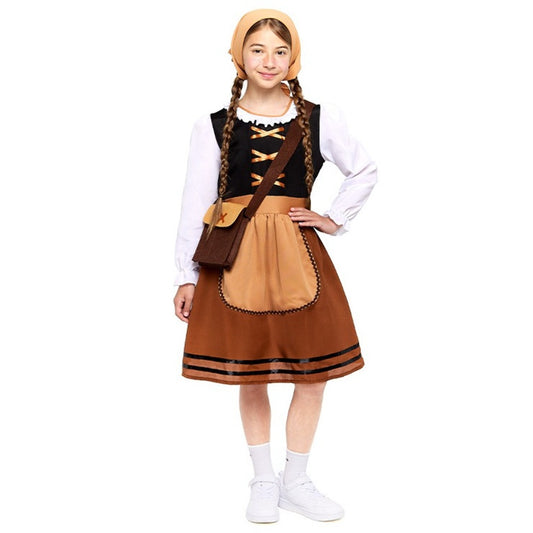 Braunes Hirtin-Kostüm für Mädchen