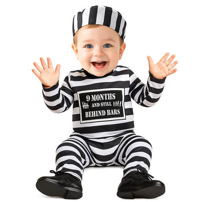 Gestreiftes Gefangenenkostüm für Babys
