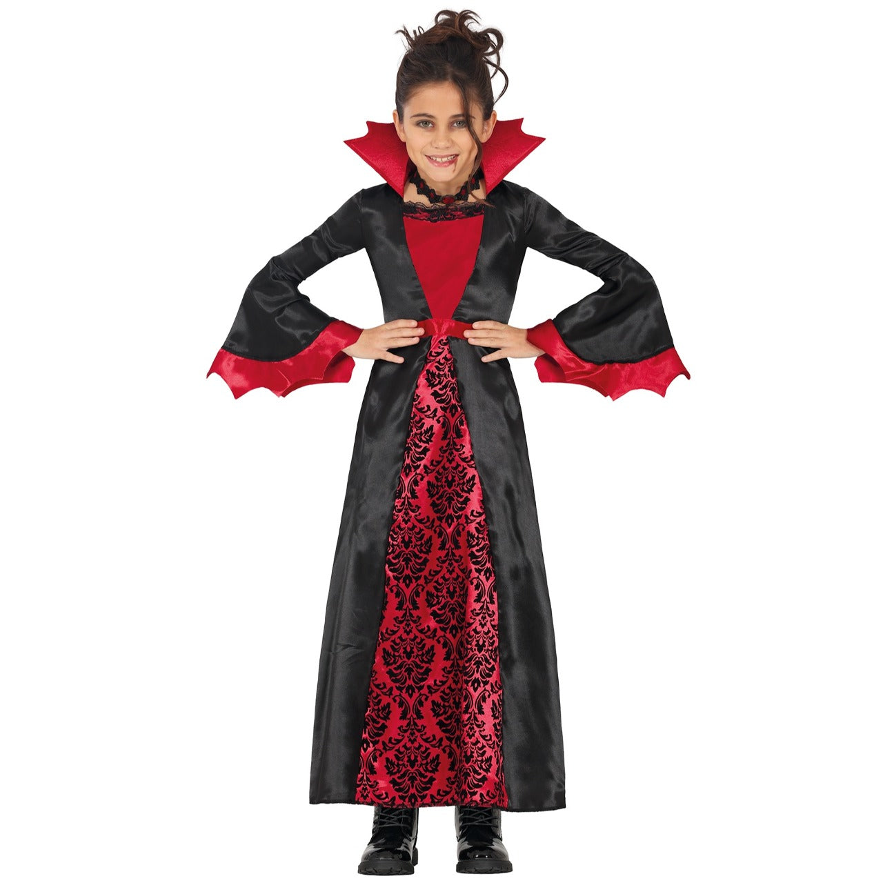 Bordeauxfarbenes Vampirin Kostüm für Mädchen