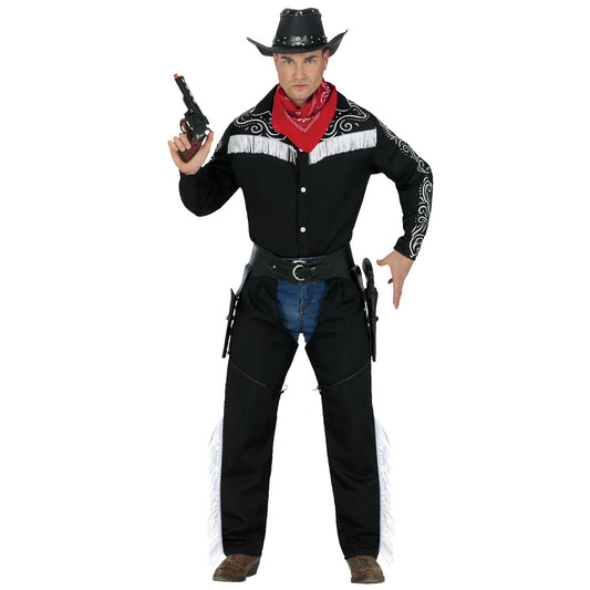 Schwarzer Cowboy-Fransen-Kostüm für Herren