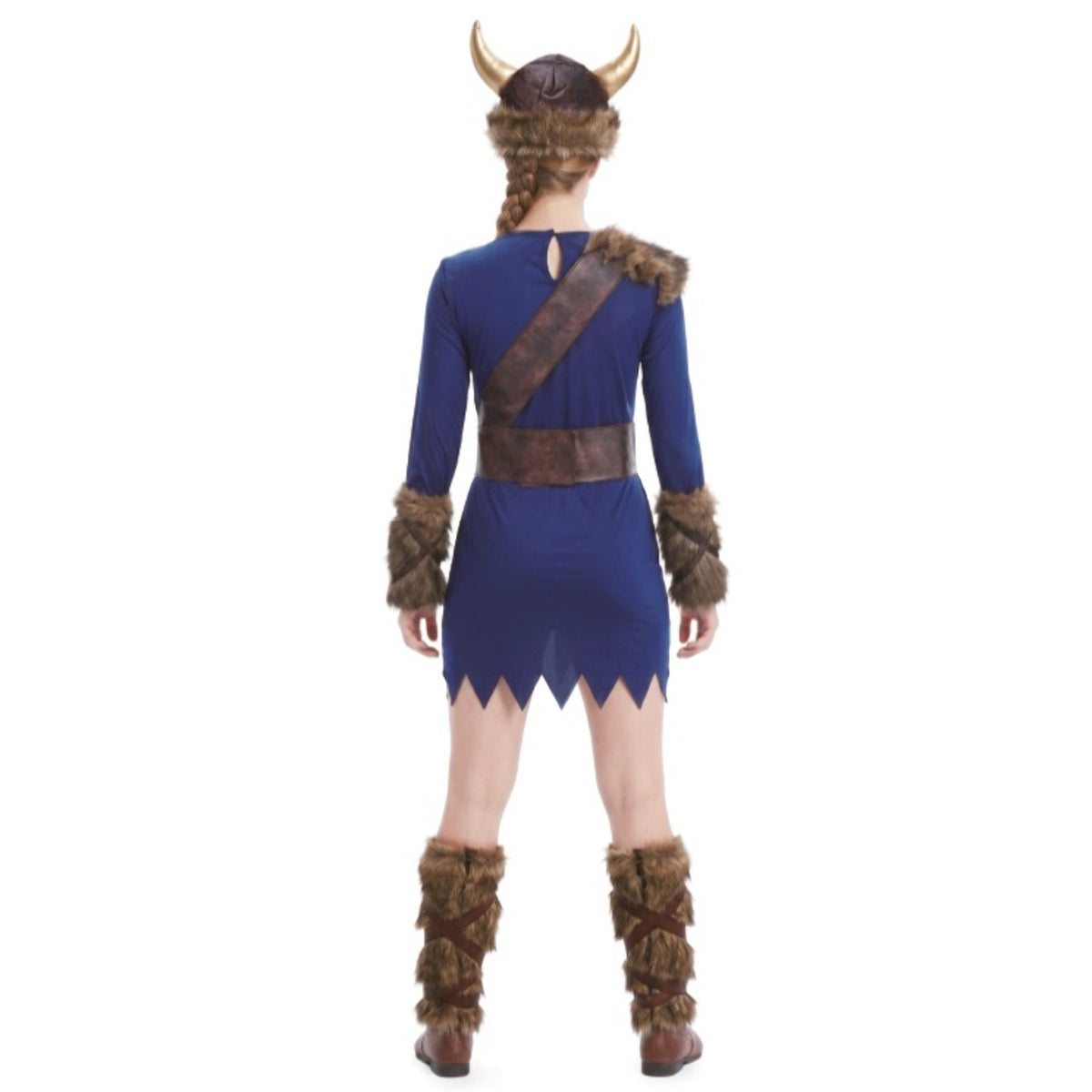 Blaues Wikingerin-Kostüm für Damen