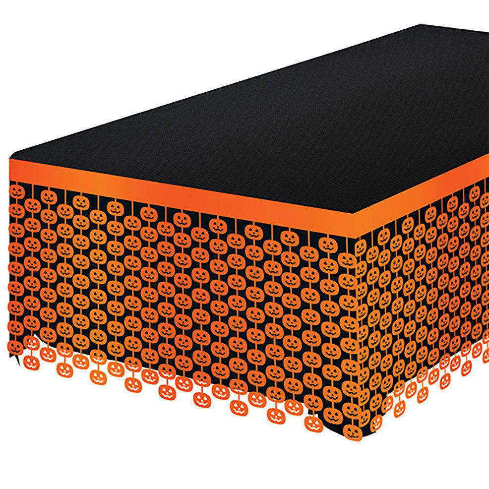 Tischrock mit Orangen Totenschädeln