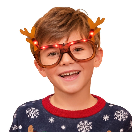 Leuchtende Weihnachts-Rentierbrille