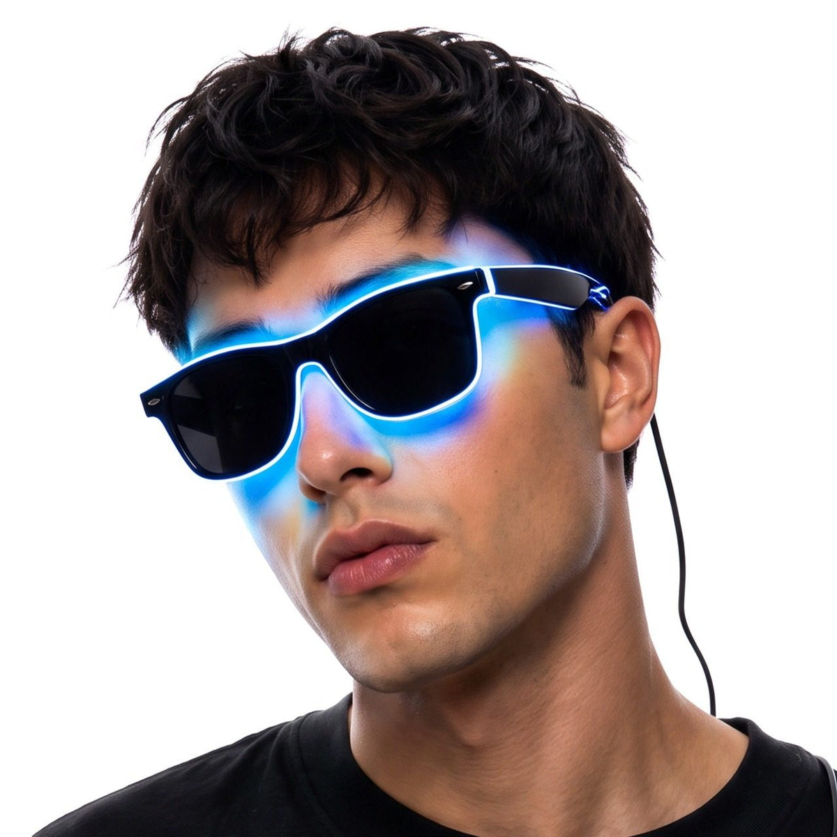 Schwarze Brille mit LED-Lichtern (sortierte Farben)