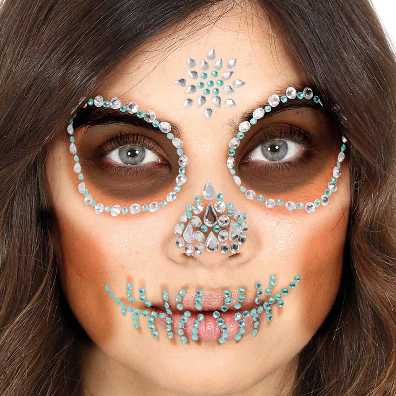 Selbstklebende Catrina-Schädel-Glittersteine