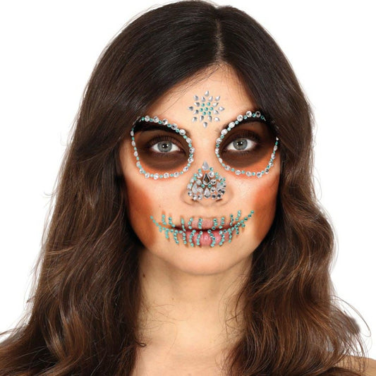 Selbstklebende Catrina-Schädel-Glittersteine