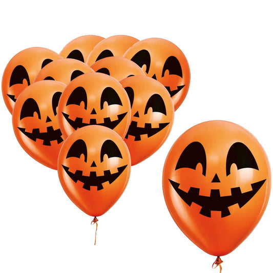 Gruselige orangefarbene Kürbisluftballons