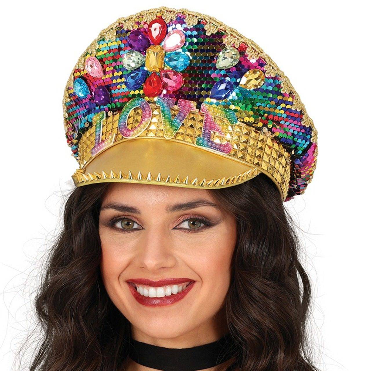 Polizeimütze Love Strasssteinen