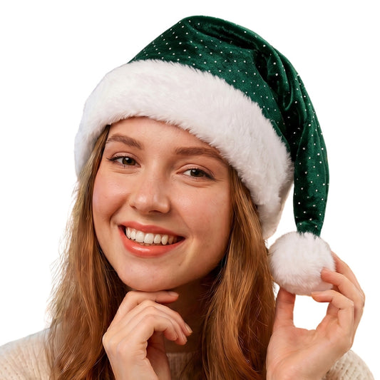 Grüne Weihnachtsmütze mit Glitzer