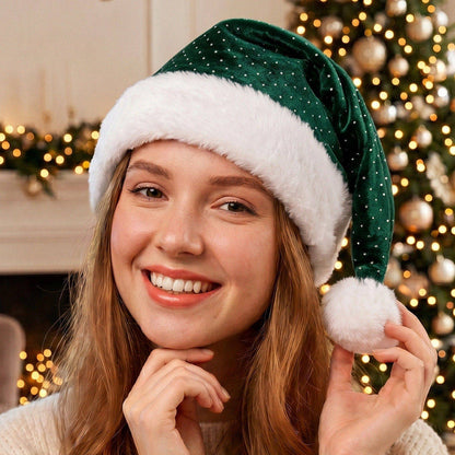 Grüne Weihnachtsmütze mit Glitzer