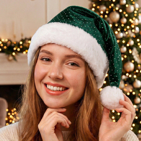 Grüne Weihnachtsmütze mit Glitzer