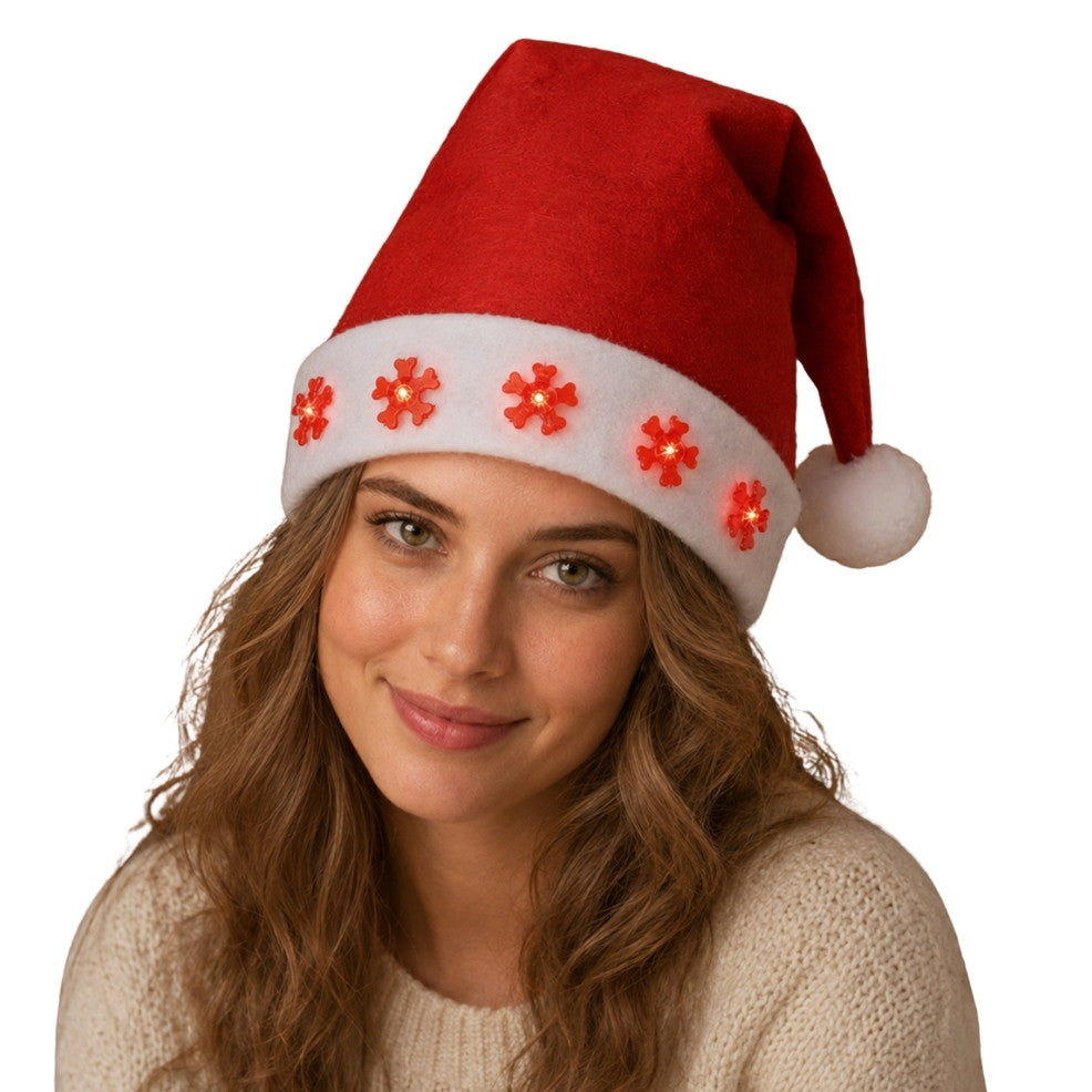 Leuchtende Schneeflocken-Weihnachtsmann-Mütze