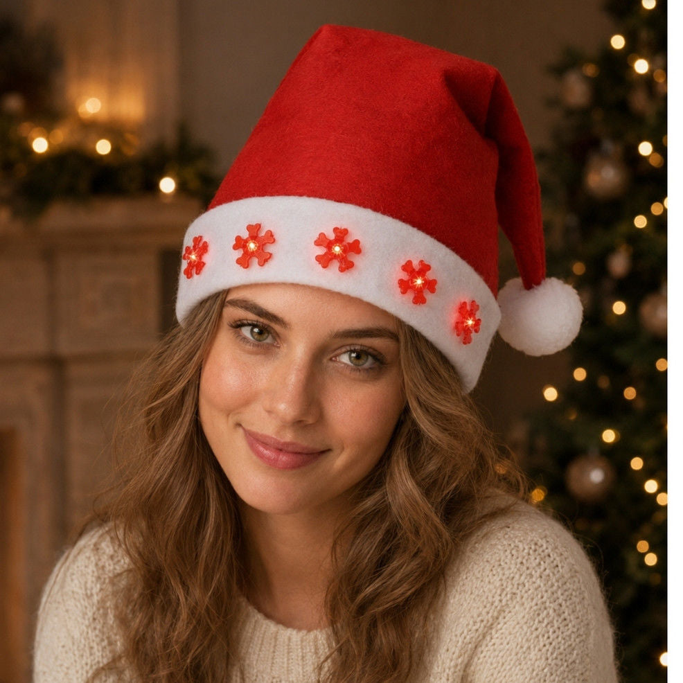 Leuchtende Schneeflocken-Weihnachtsmann-Mütze