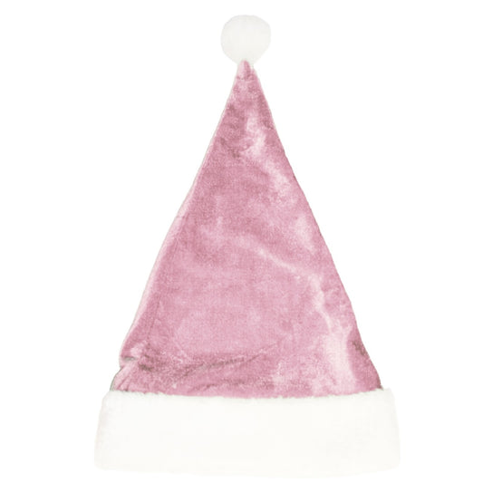 Rosa Samt Weihnachtsmannmütze