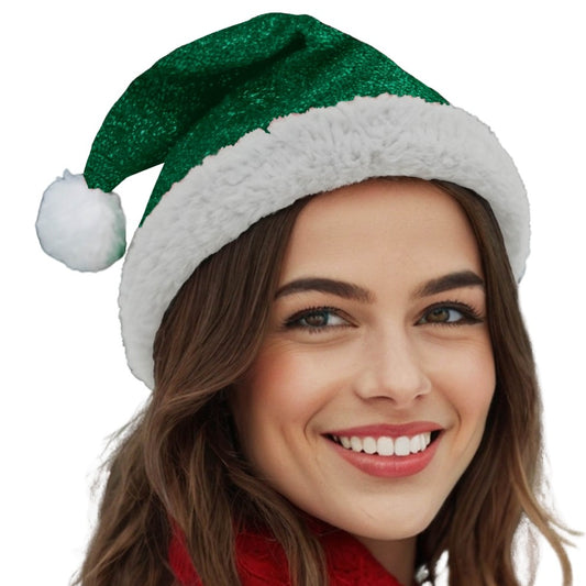 Grüne Glänzende Weihnachtsmannmütze