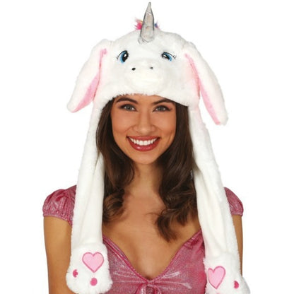 Wackelohr-Mütze Weißes Einhorn mit beweglichen Ohren