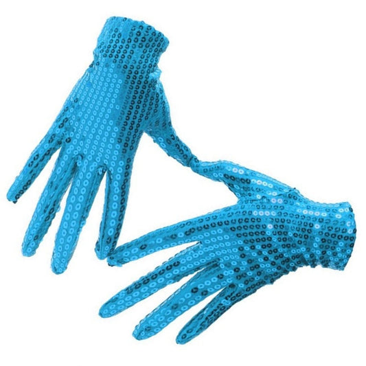 Hellblaue Pailletten-Handschuhe