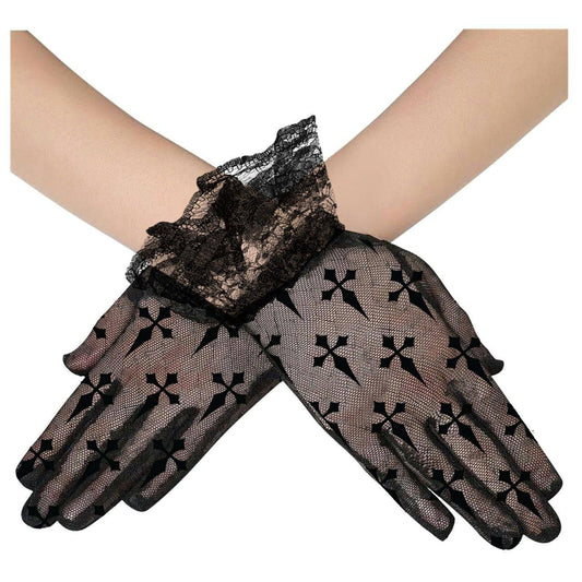 Gothic Handschuhe mit Kreuzen