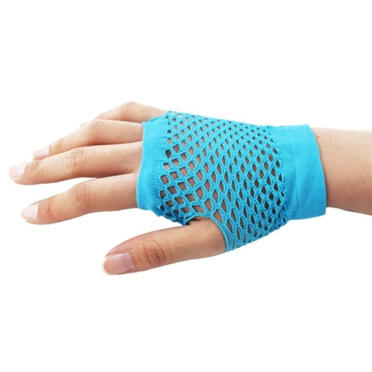 Hellblaue kurze Netz-Handschuhe