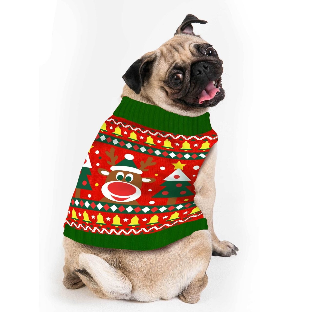 Weihnachts-Pullover für Haustiere - Rentier-Motiv