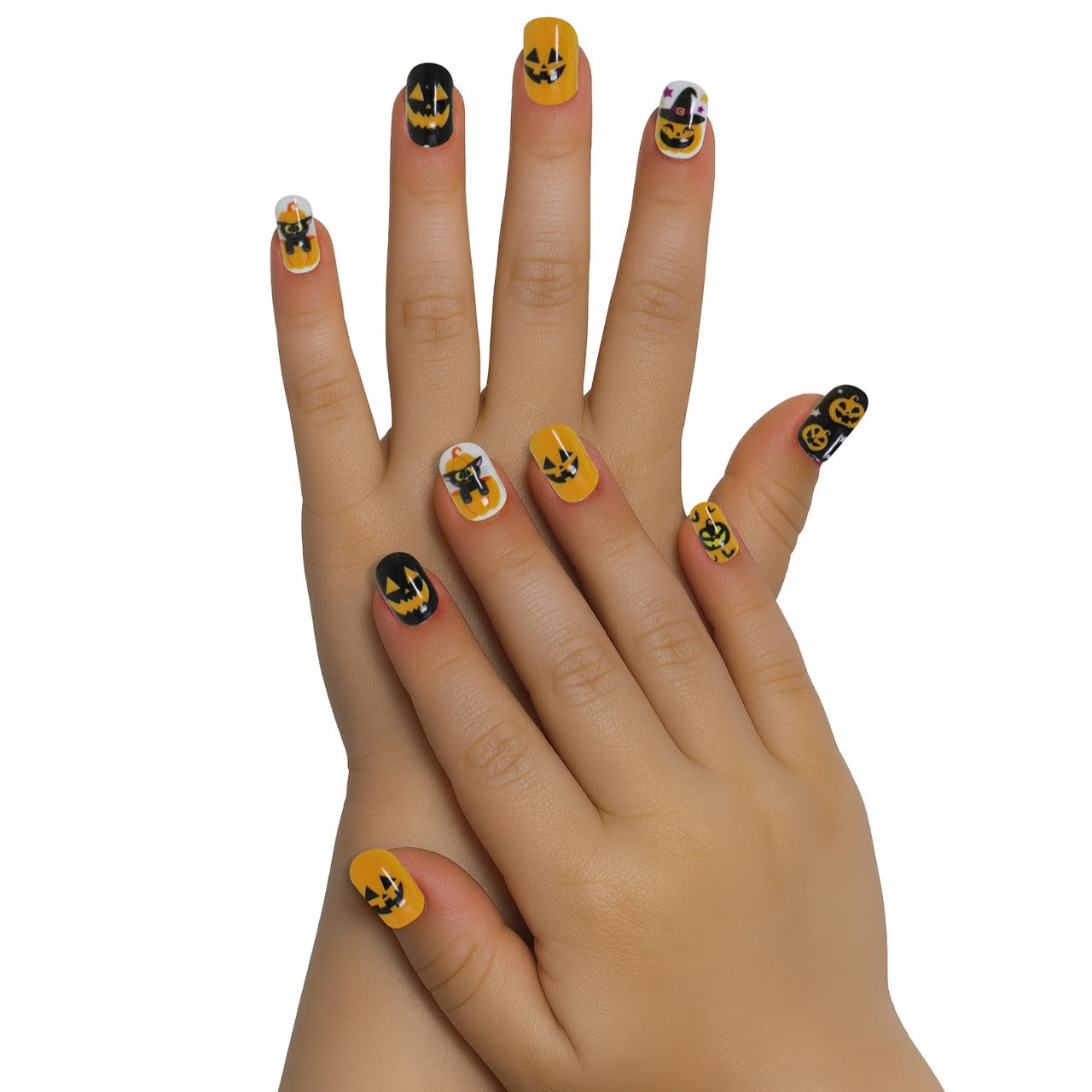 12er-Set Halloween-Nägel mit Kürbis-Motiv für Kinder