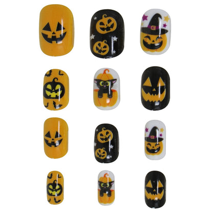 12er-Set Halloween-Nägel mit Kürbis-Motiv für Kinder