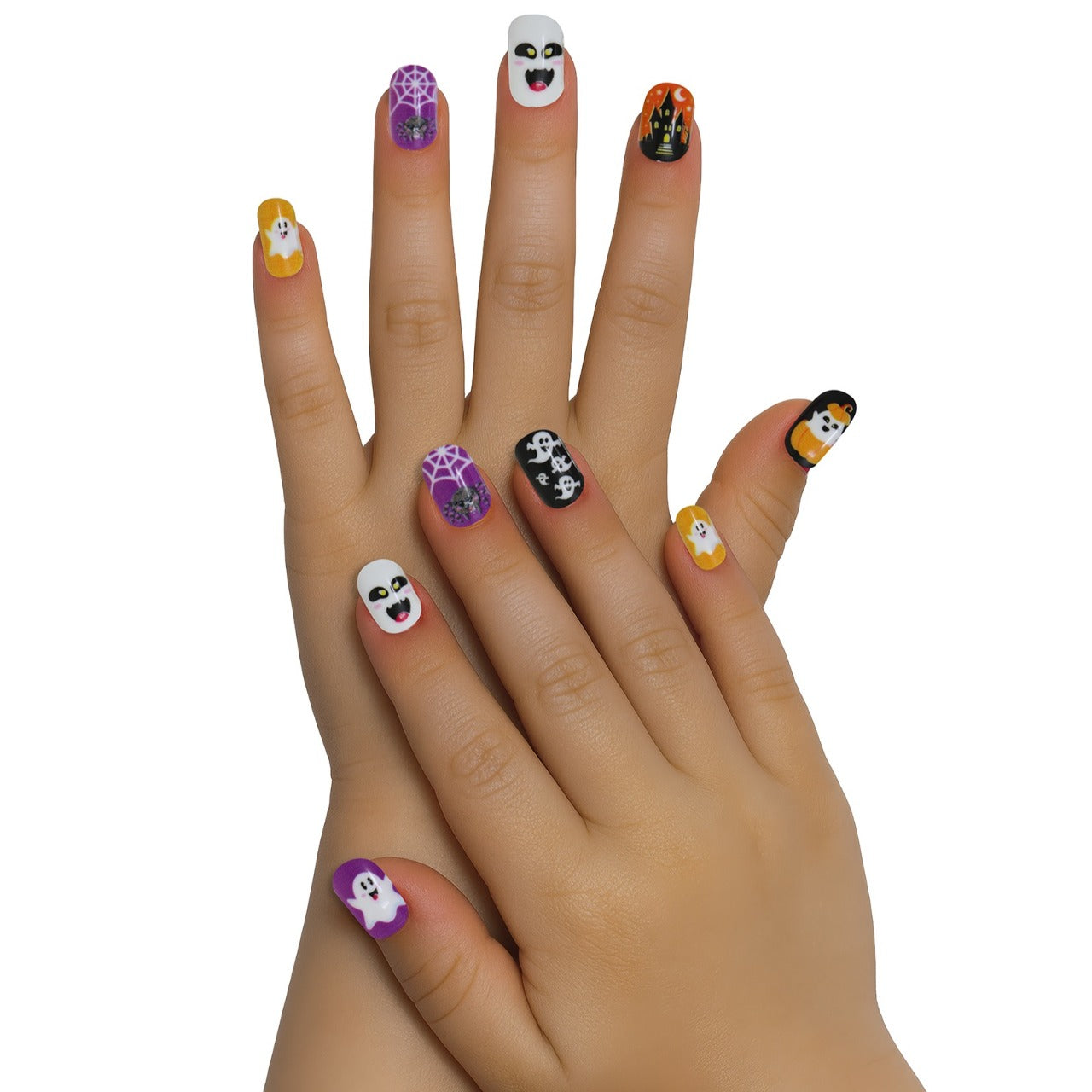 12er-Set Halloween-Nägel mit Geister-Motiv für Kinder