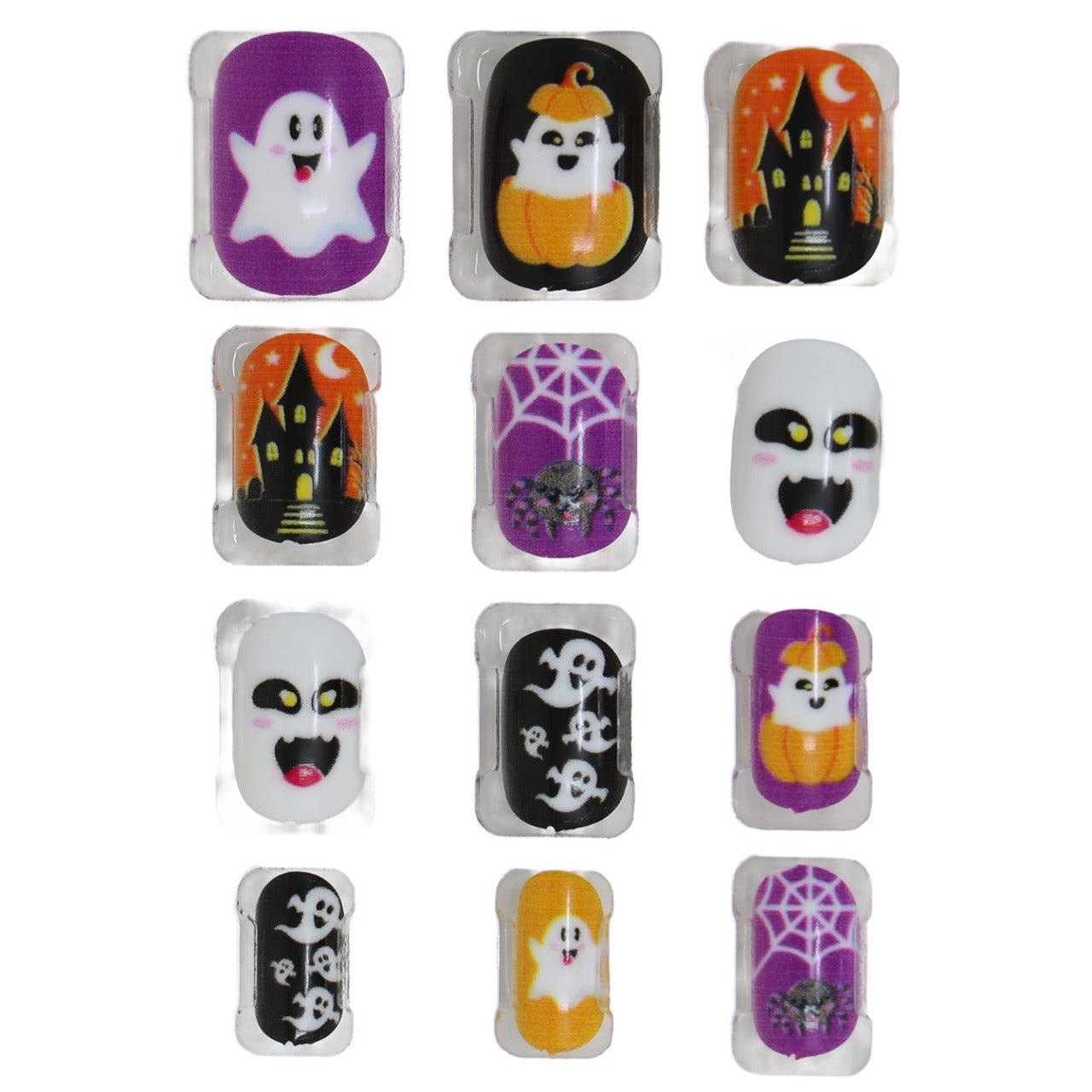 12er-Set Halloween-Nägel mit Geister-Motiv für Kinder