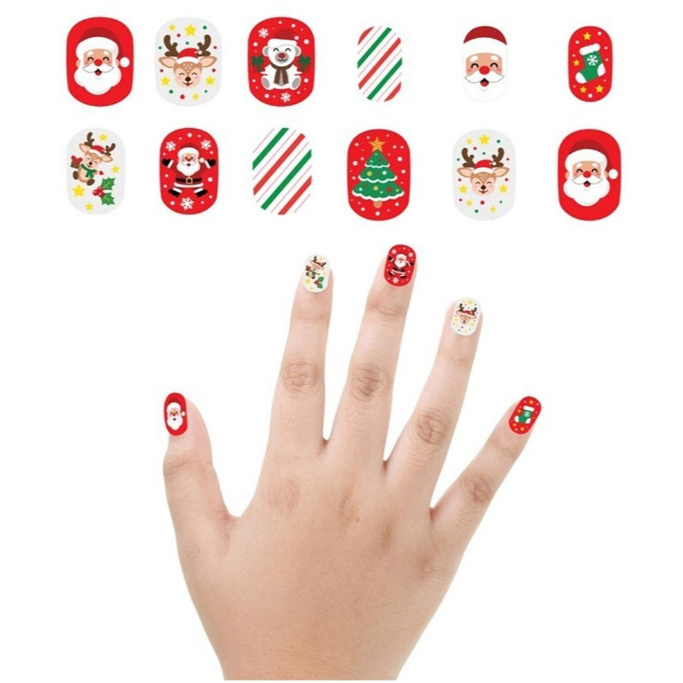 Set mit 12 Weihnachtsnägeln Weihnachtsmann