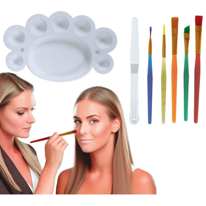 Schminkset: 5 Pinsel, Spatel und Palette