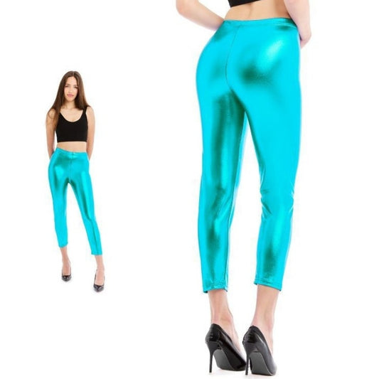 Hellblauer Metallic-Leggings für Erwachsene