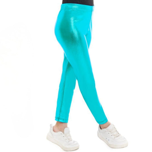 Helle Blaue Metallic-Leggings für Kinder