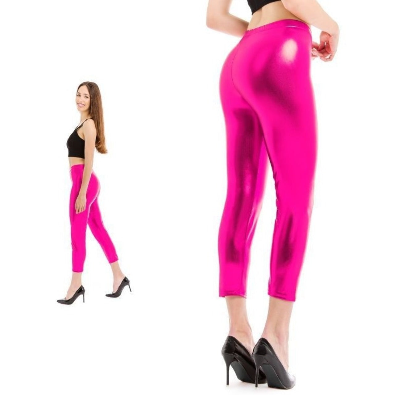 Fuchsia Metallic Leggings für Erwachsene
