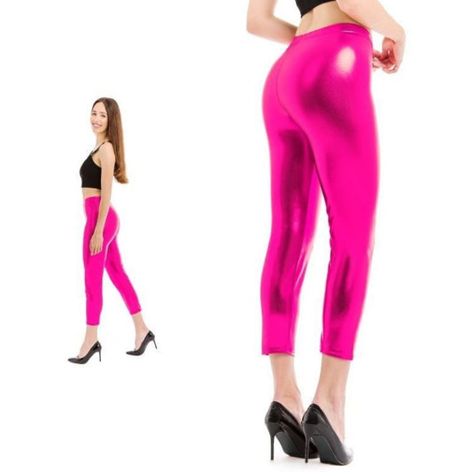 Fuchsia Metallic Leggings für Erwachsene