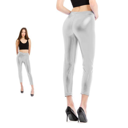 Silberne Metallic-Leggings für Erwachsene